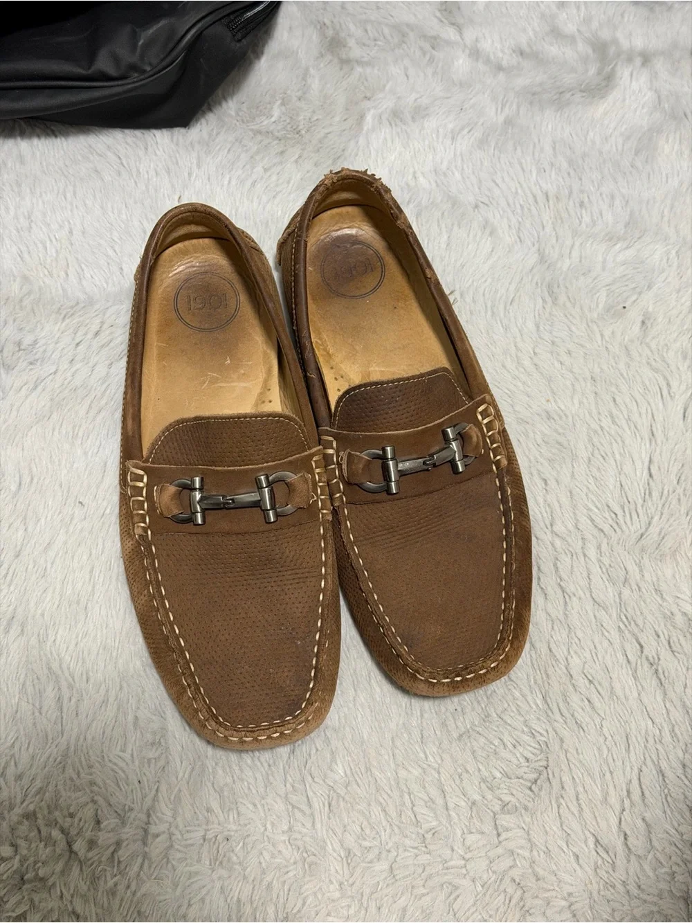 1901 Men's Brown Suede Bit Loafers